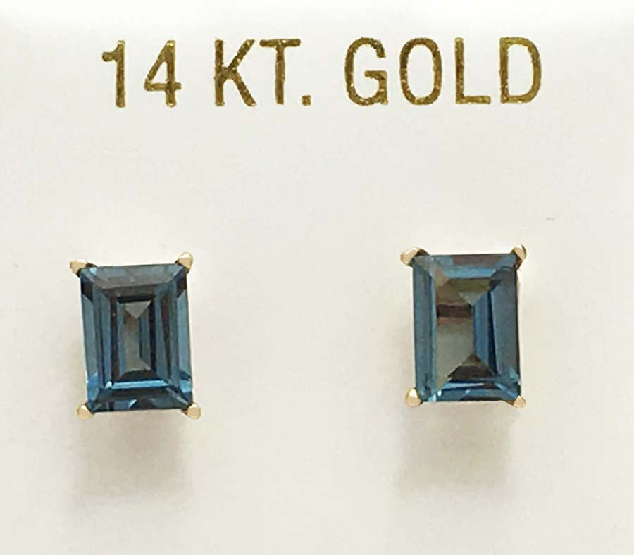 Natural 1.42 carats BLUE ZIRCON 14k Yellow Gold Earrings image 2