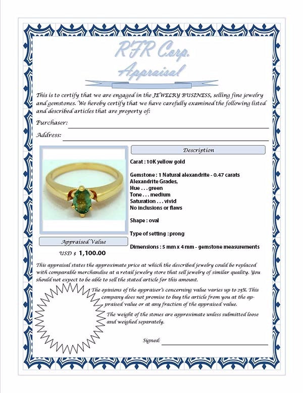 Natural 0.47 Carats Alexandrite Ring 10k Y Gold image 3