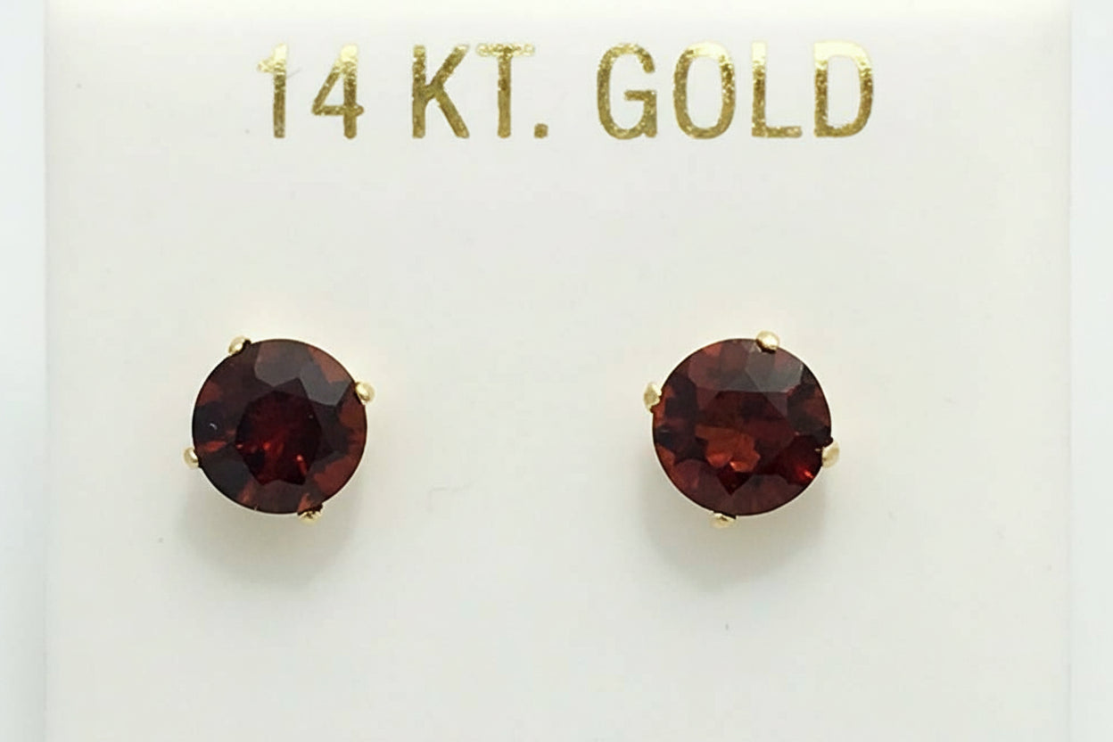 Natural 1.48 carats Garnets 14k Yellow Gold Stud Earrings image 2