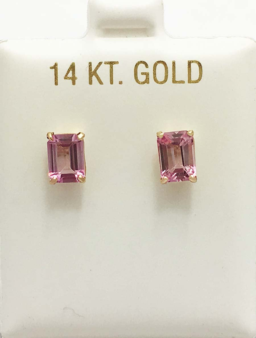 Natural 1.35 carats PINK SAPPHIRE 14k Yellow Gold Earrings image 2