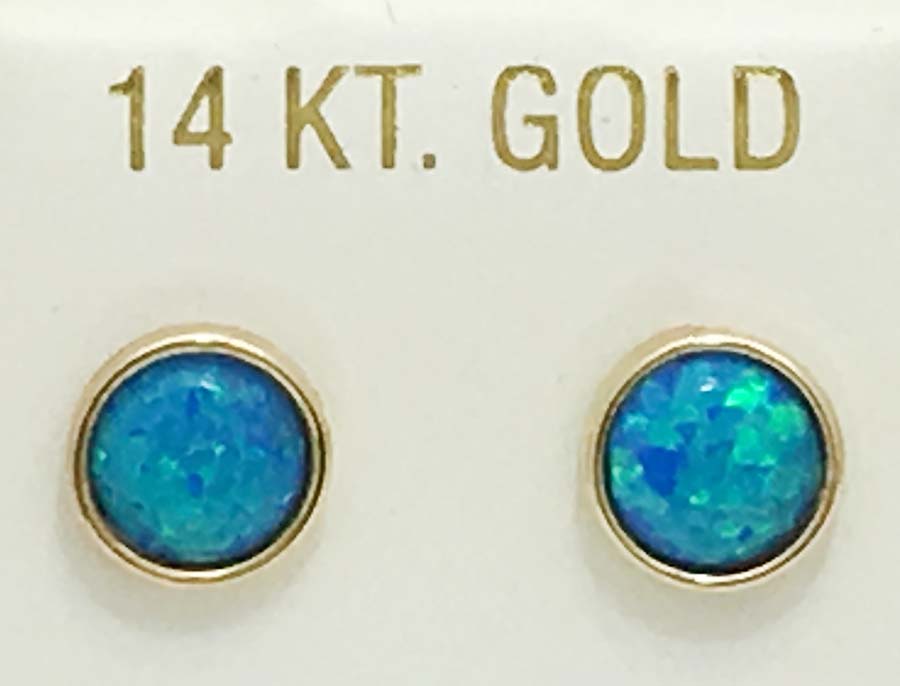 NATURAL BLUE OPAL 14k Yellow Gold Earrings image 2