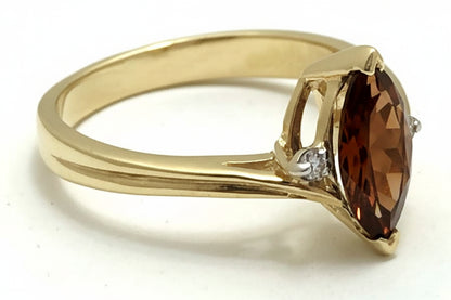 Natural 1.18 Carats GARNET& DIAMONDS 14k Yellow Gold Ring image 2