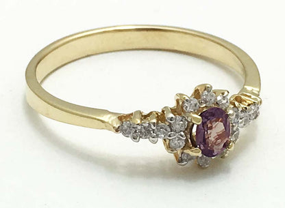 Alexandrite & White Sapphires 14k YG Ring image 2