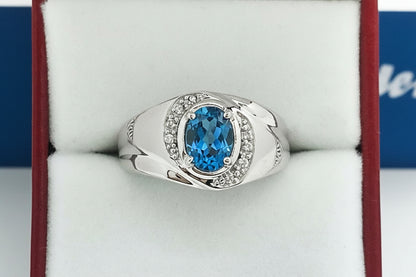 Genuine 1.21 Blue Zircon 10k White Gold Ring image 3