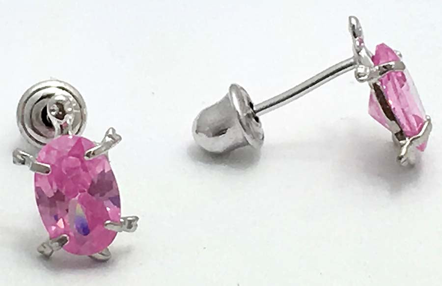 PINK SAPPHIRE TURTLE 14k WG Screwback Earrings image 1
