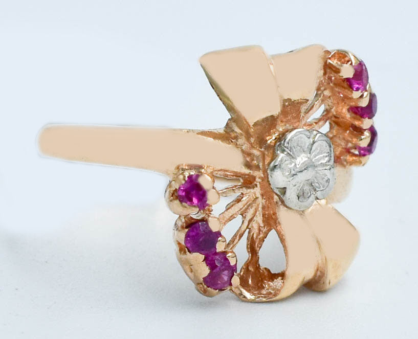 ART DECO VINTAGE LAB CREATED RUBY RING 14K SOLID ROSE GOLD image 4