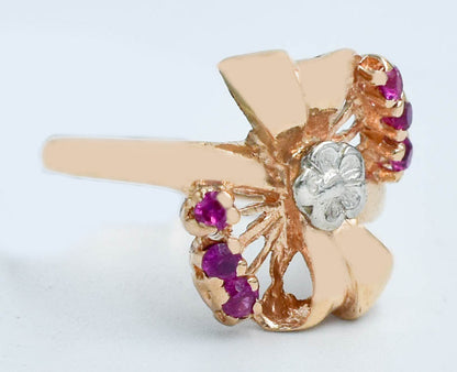 ART DECO VINTAGE LAB CREATED RUBY RING 14K SOLID ROSE GOLD image 4