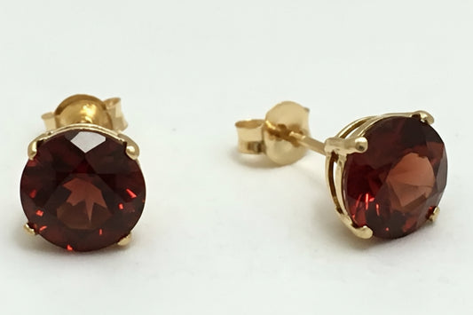 Natural 1.48 carats Garnets 14k Yellow Gold Stud Earrings image 0