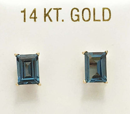 Natural 1.42 carats BLUE ZIRCON 14k Yellow Gold Earrings image 2