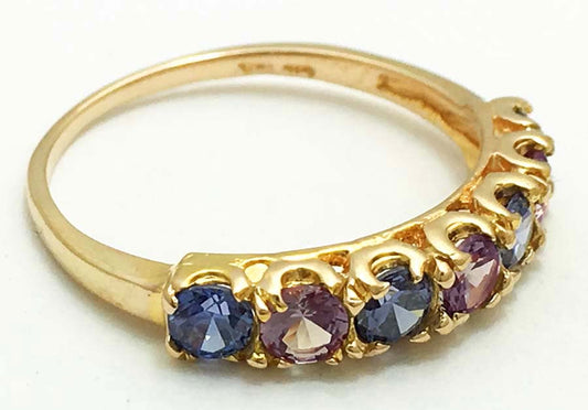 TANZANITES & Changing Color ALEXANDRITES 10k YELLOW GOLD RING image 1