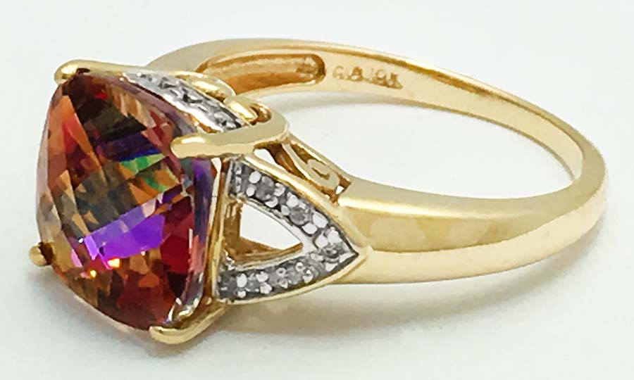 GENUINE 5.58 cts MULTI-COLOR TOPAZ & DIAMOND 10k Gold RING image 1