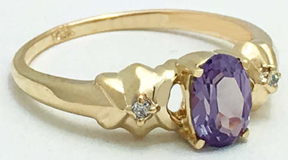 1.24 Carats Changing Color ALEXANDRITE & DIAMONDS 14k Gold Ring image 2