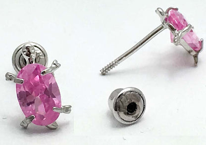 PINK SAPPHIRE TURTLE 14k WG Screwback Earrings image 2