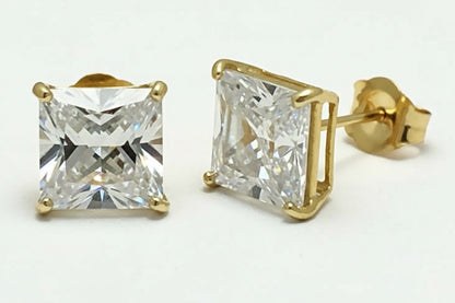 2 Carats Cubic Zirconia Princess Cut 14k Earrings image 1