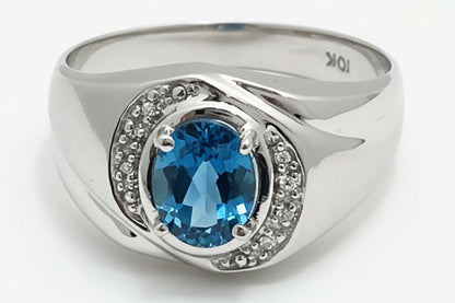 Genuine 1.21 Blue Zircon 10k White Gold Ring image 0