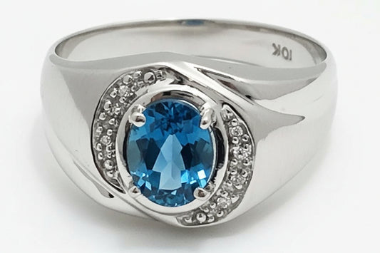 Genuine 1.21 Blue Zircon 10k White Gold Ring image 0