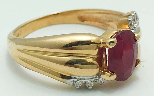 Natural 1.40 Carats Ruby & Diamonds 10k Gold Ring image 1