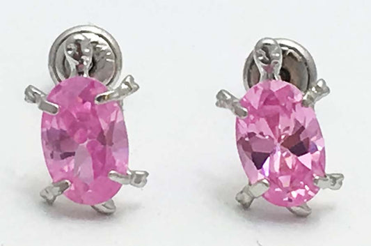 PINK SAPPHIRE TURTLE 14k WG Screwback Earrings image 0