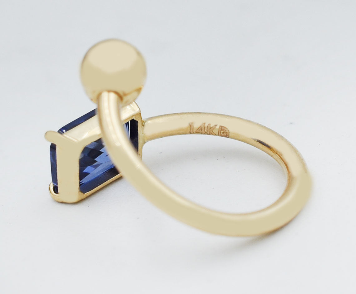 TANZANITE 1.17 Cts BELLY RING Solid 14k White Gold * NEW WITH TAG image 2