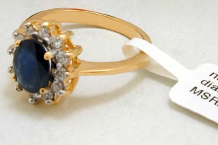 Natural 1.95 Cts Blue Sapphire & Diamonds Ring 14k image 1