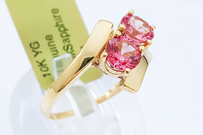 GENUINE 1.74 Ct PINK SAPPHIRE RING 10K YELLOW GOLD image 3