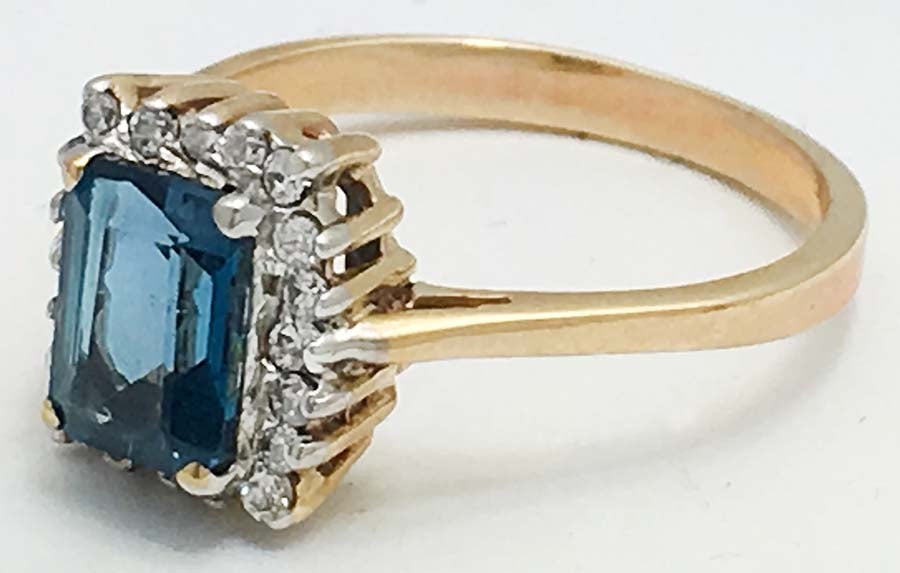 GENUINE BLUE ZIRCON & WHITE SAPPHIRES 14k Gold Ring image 2