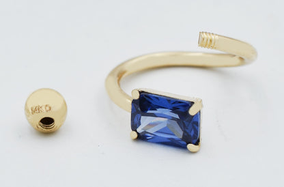 TANZANITE 1.17 Cts BELLY RING Solid 14k White Gold * NEW WITH TAG image 1