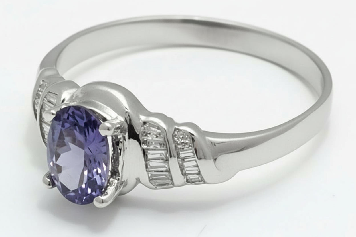 Lab Created 0.76 Cts Alexandrite 10k White Gold Ring image 2