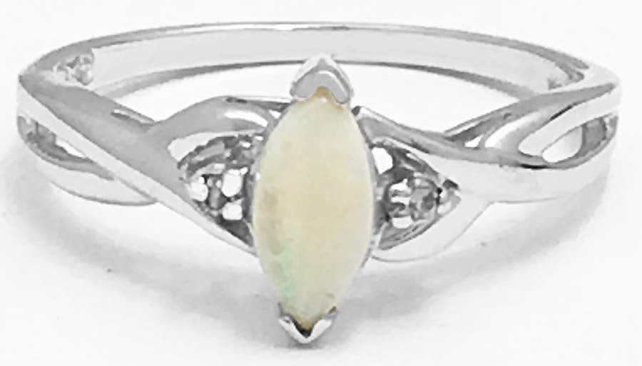 NATURAL AUSTRALIAN OPAL & DIAMONDS 10k Gold Ring image 0
