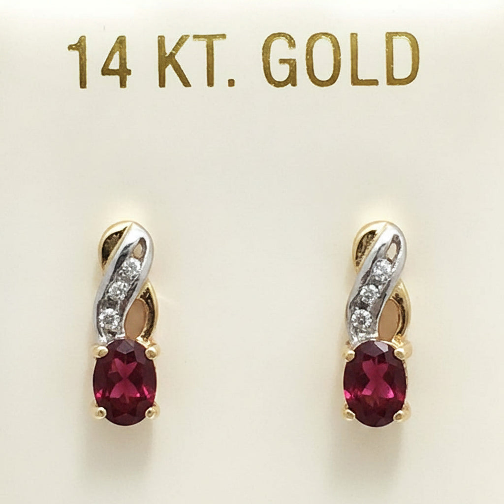 Natural 0.90 Carats RUBIES & DIAMONDS 14k Yellow Gold Earrings image 2