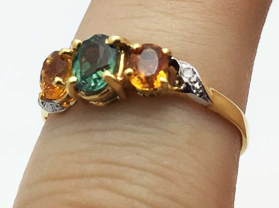 Natural Alexandrite & Yellow Topaz Ring 10k Gold image 2