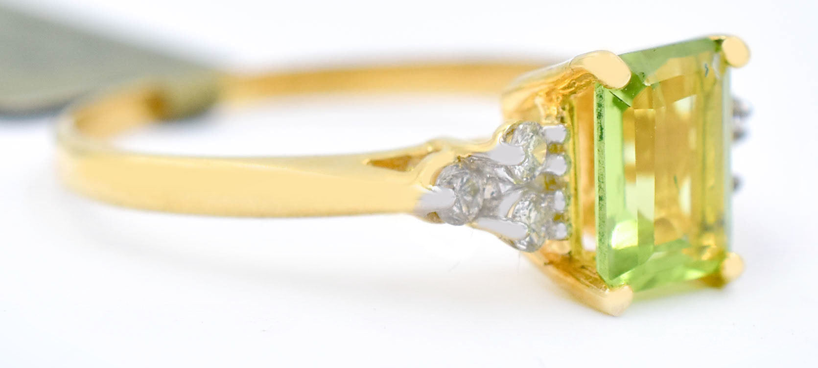 Genuine 1.20 Ct Peridot & Diamonds 10k Solid Yellow Gold Ring image 2