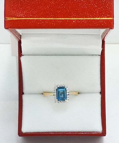 GENUINE BLUE ZIRCON & WHITE SAPPHIRES 14k Gold Ring image 3