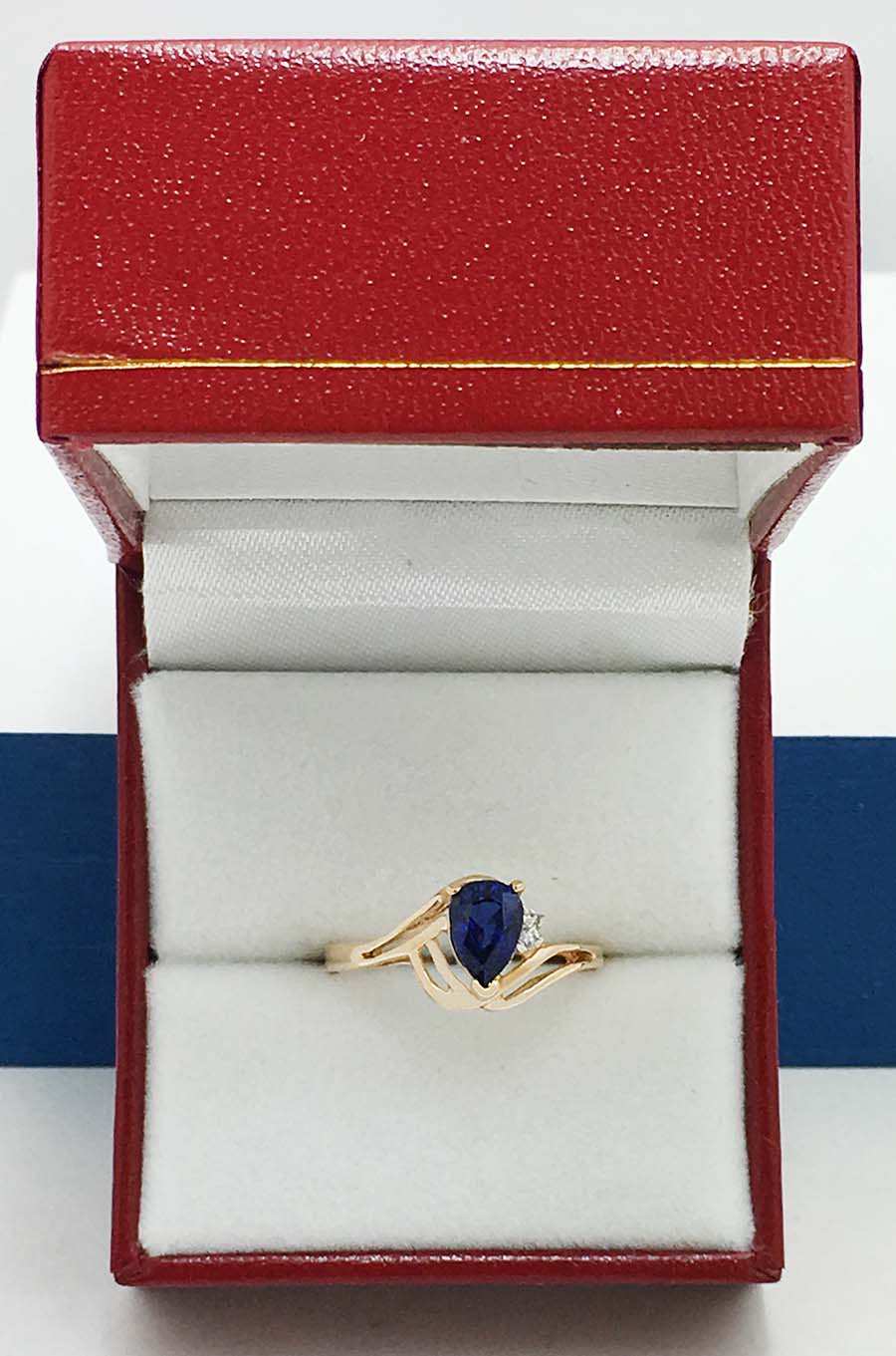 GENUINE 1.02 cts BLUE SAPPHIRE & DIAMONDS 10k Yellow Gold Ring image 3