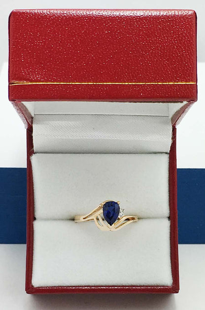 GENUINE 1.02 cts BLUE SAPPHIRE & DIAMONDS 10k Yellow Gold Ring image 3