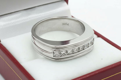 Genuine 0.8 Cts Diamonds 14k White Gold Men's Ring image 3