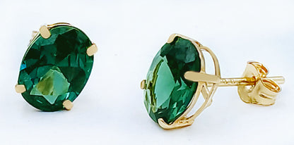 GENUINE 3.34 Cts TSAVORITE STUD EARRINGS 14K YELLOW GOLD image 4