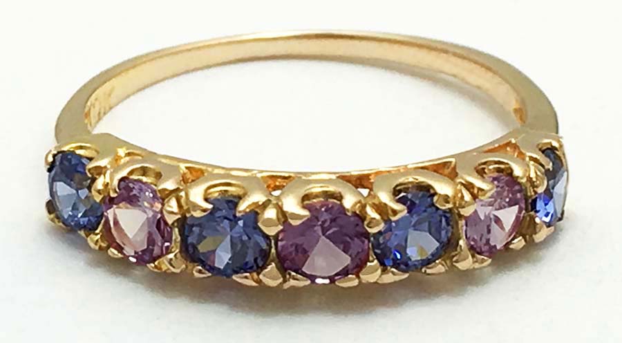 TANZANITES & Changing Color ALEXANDRITES 10k YELLOW GOLD RING image 0