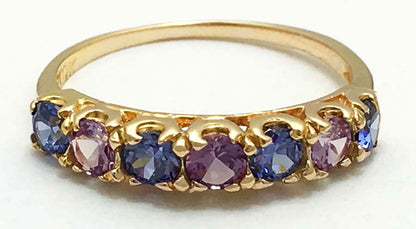 TANZANITES & Changing Color ALEXANDRITES 10k YELLOW GOLD RING image 0