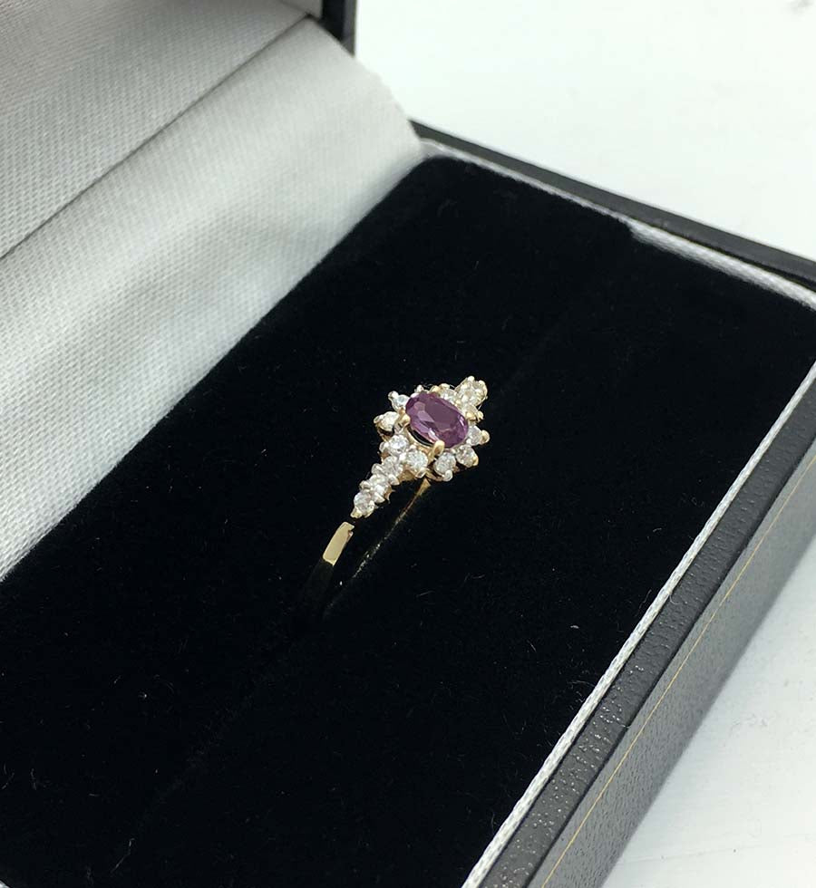 Alexandrite & White Sapphires 14k YG Ring image 3