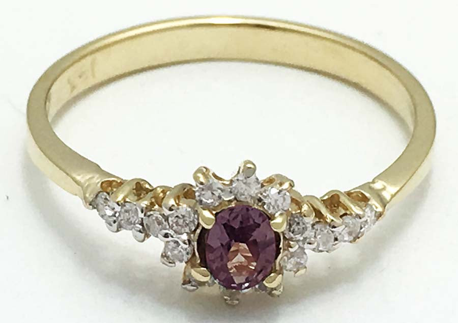 Alexandrite & White Sapphires 14k YG Ring image 0