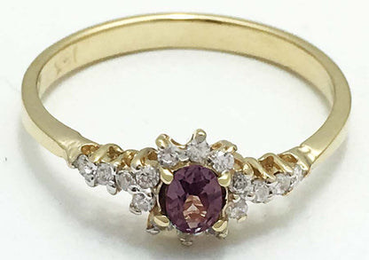 Alexandrite & White Sapphires 14k YG Ring image 0