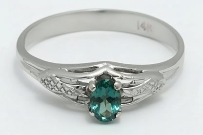 Genuine Alexandrite 0.21 Cts Solitaire 14k WG Ring image 0