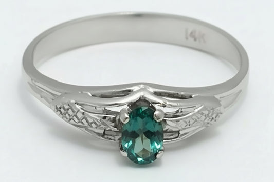 Genuine Alexandrite 0.21 Cts Solitaire 14k WG Ring image 0