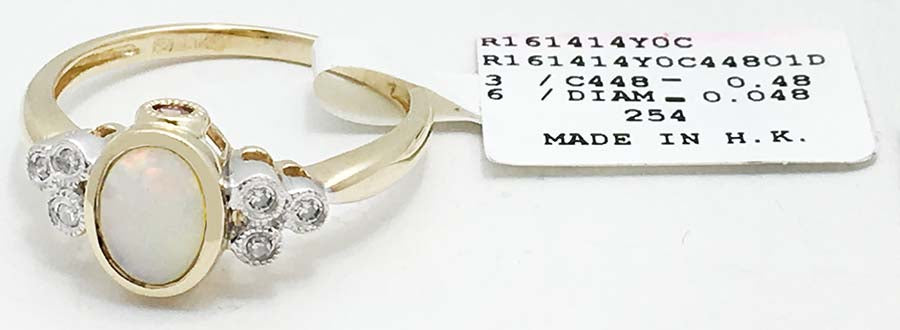 NATURAL OPAL, PINK SAPPHIRE & DIAMONDS 10k Gold Ring image 0