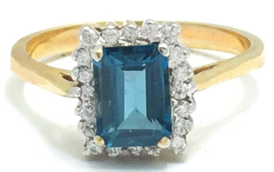 GENUINE BLUE ZIRCON & WHITE SAPPHIRES 14k Gold Ring image 0