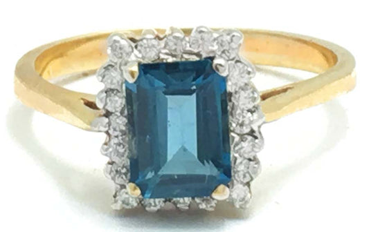 GENUINE BLUE ZIRCON & WHITE SAPPHIRES 14k Gold Ring image 0
