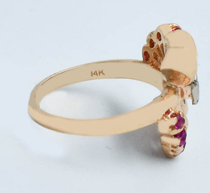 ART DECO VINTAGE LAB CREATED RUBY RING 14K SOLID ROSE GOLD image 3