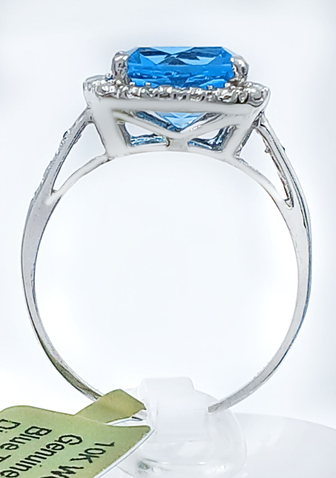 GENUINE 4.38 Cts BLUE TOPAZ & DIAMONDS RING 10K GOLD image 6