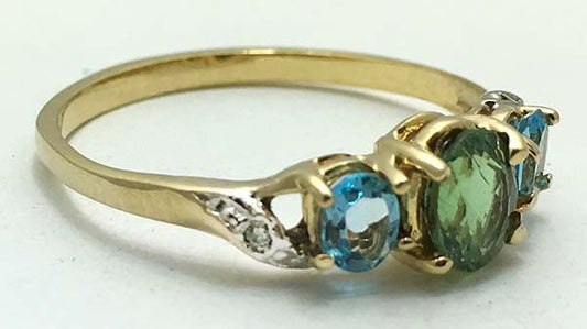 Genuine Natural Alexandrite & Blue Topaz 10k Ring image 1
